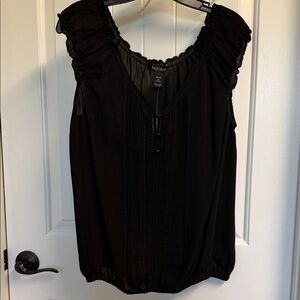 WHBM Black Silk Bubble Hem Top
